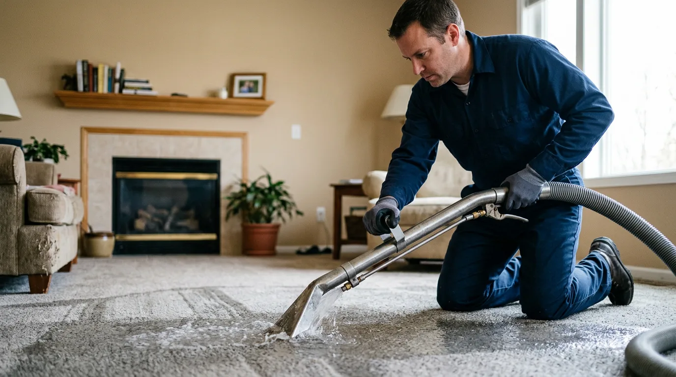 Water damage restoration technician working near Runge, TX